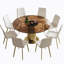 Table de salle à manger ronde de luxe de 53 pouces avec plateau en verre fumé, table de cuisine moderne pour 4 à 8 personnes, base en acier inoxydable doré et assemblage facile, table de petit-déjeuner peu encombrante pour les appartements-1787528086-1787528084