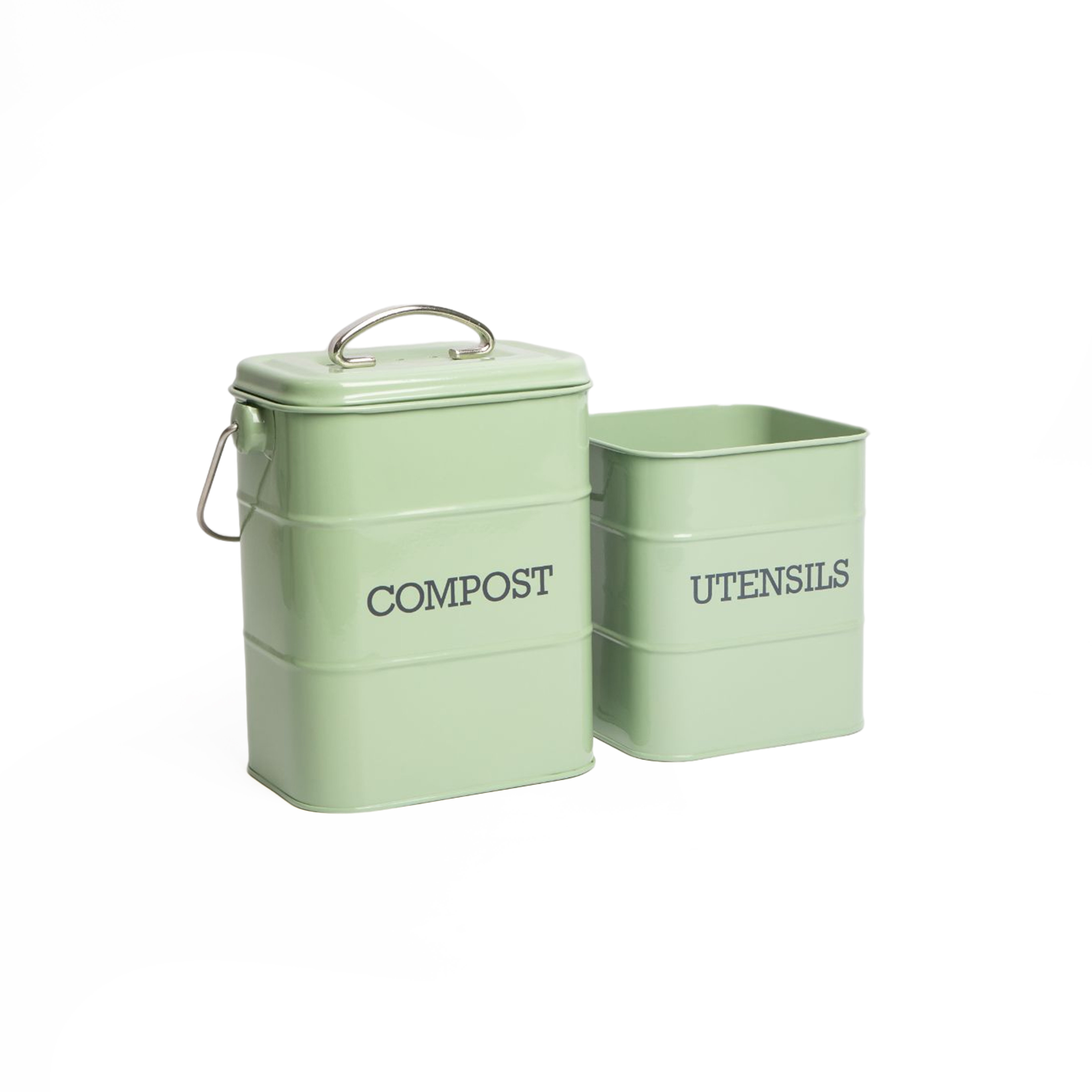 KitchenCraft Living Nostalgia Kitchen Compost bin Made of Metal, Steel,  Green