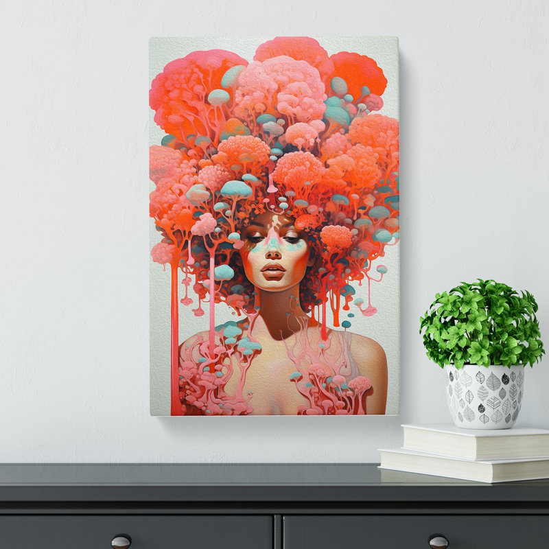 Coral Pop No.2 - Wrapped Canvas Print, 76cm H x 50cm W x 3cm D