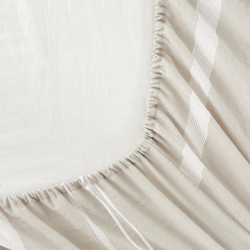  Ensemble de draps en coton 160 fils, Grand, Lin / Blanc