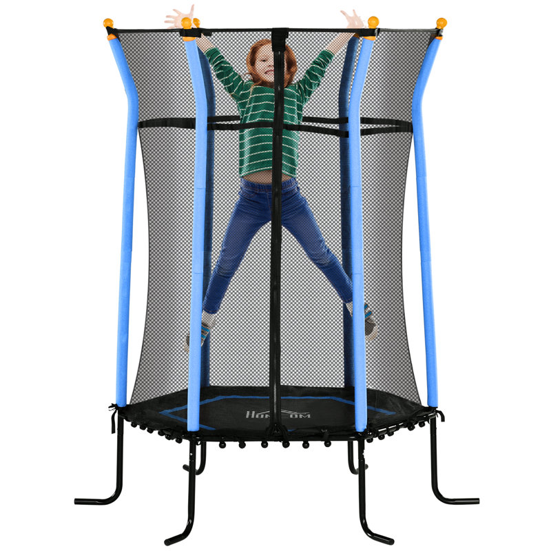 Freeport Park 151896.47cm Hexagon with Safety Enclosure Kid / Toddler Trampoline, Blue