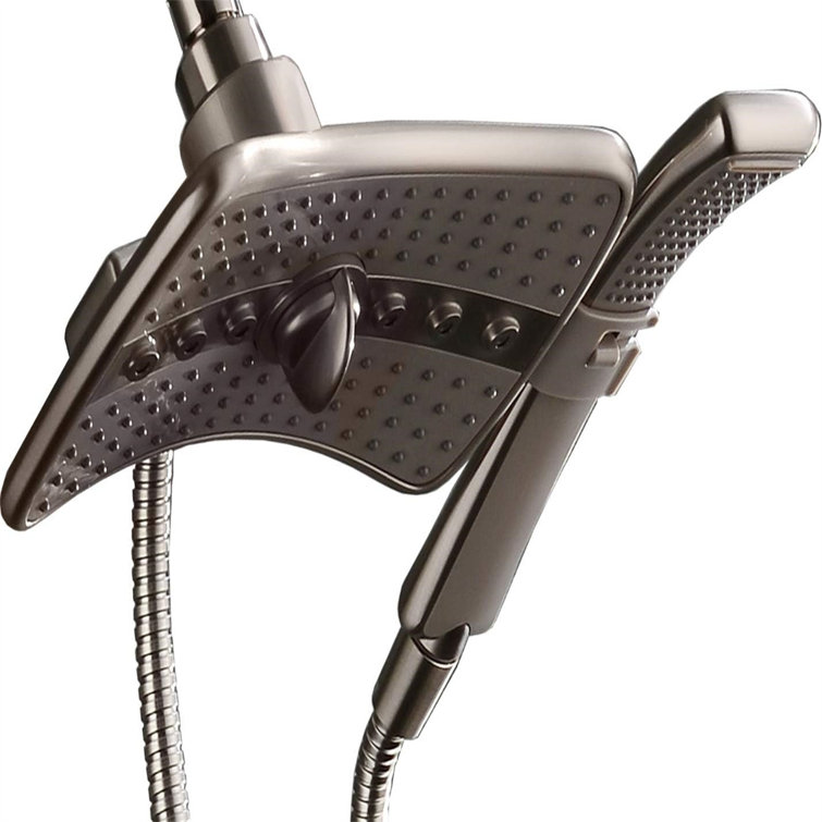 Shower Head Combo with Two Spray Setting, Fixed Shower Head and Handheld, Brushed Nickel