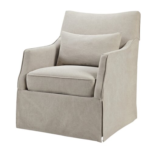 Martha Stewart London Farmhouse Skirted Swivel Chair with Lumbar Pillow ...