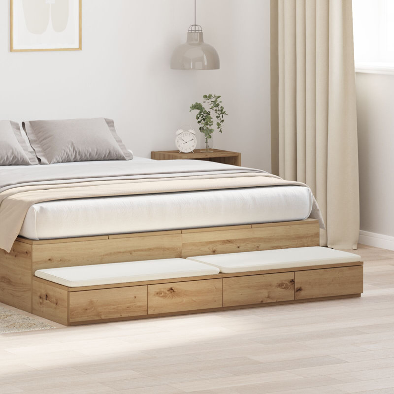 135cm W Solid Wood Bedside Table, Artisan Oak