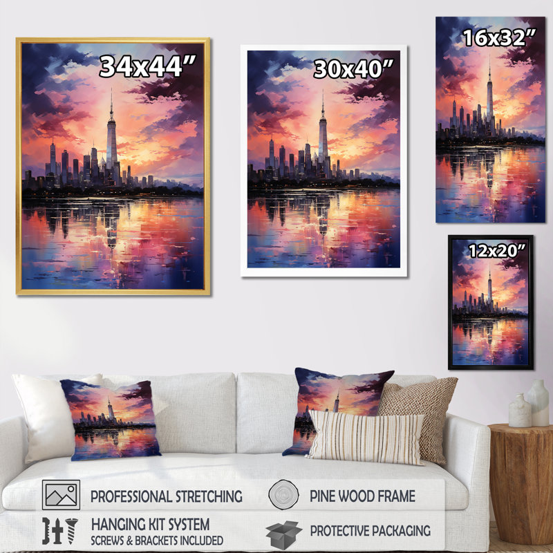 Mystical Skyline Hues I, H 44 po x l 34 po x P 1,5 po, Cadre simple noir
