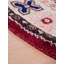 Tapis d'intérieur rond oriental en soie et laine crème et rouge, noué à la main, fait main-358529560