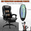 6 fauteuils de bureau massants, 5 réglages, cuir PU, inclinaison réglable et repose-pieds, cuir noir confortable avec masseur à vibrations, modes, inclinaison, hauteur, rotation à 360 °, rétractable