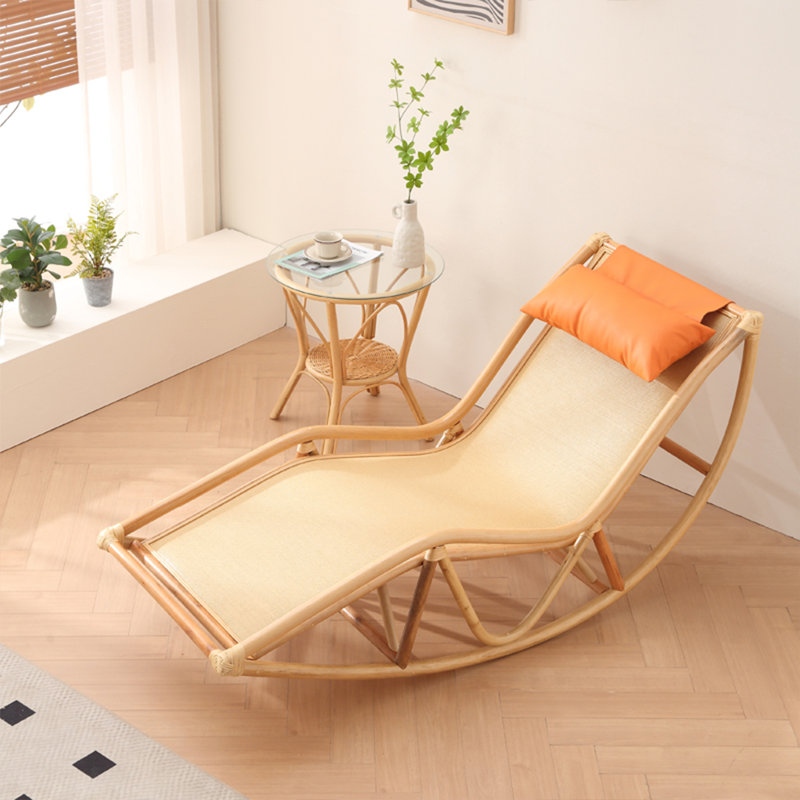 Chaise berçante confortable en rotin, Naturel