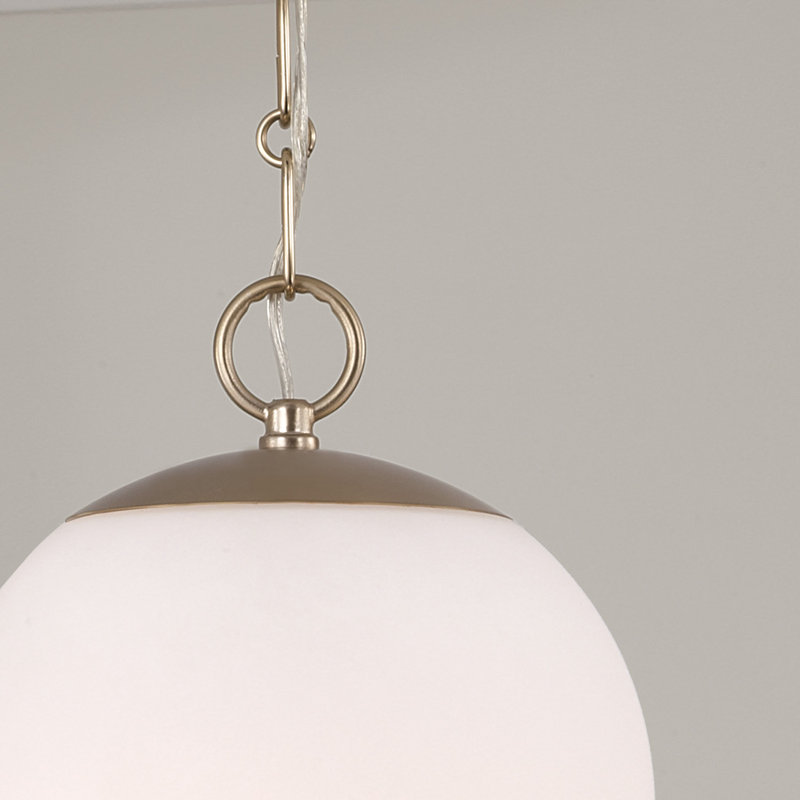 9" W x 18" H 1-Light Capsule Pendant in Matte Brass with Faux Alabaster Glass and Alternating Loop Designer Chain