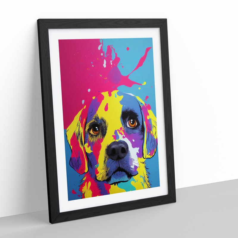 Dog Splash No.6 - Single Picture Frame Print, Black Framed, 64cm H x 46cm W x 2cm D