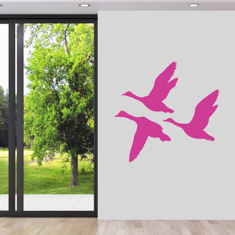 Adhésif décoratif canards volants, Rose vif