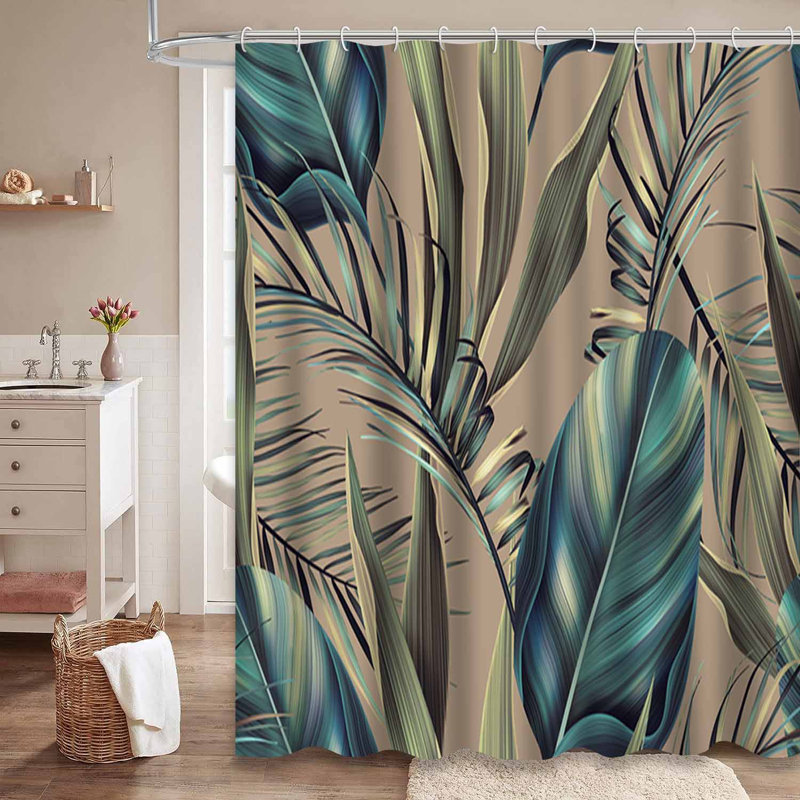 Feuilles tropicales colorées avec style floral hawaïen et jardin avec 12 crochets, L 72 po x l 78 po