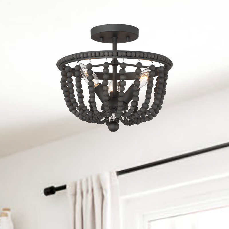 Lustre semi-encastré 3 lumières, Noir mat