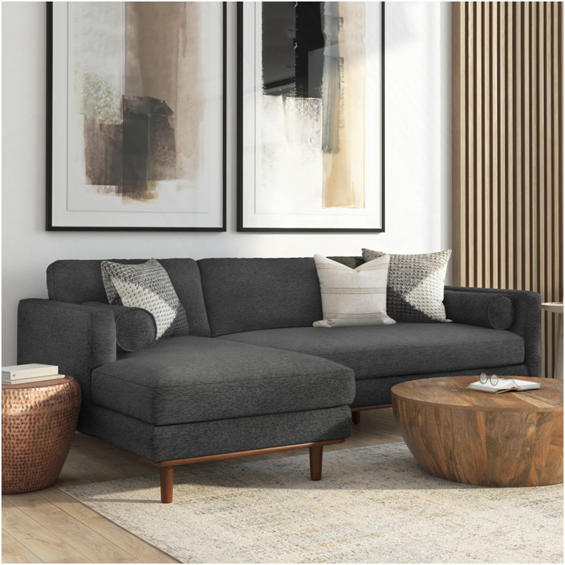 Morrison Left Sectional Sofa, Charcoal Gray, Left Hand Facing