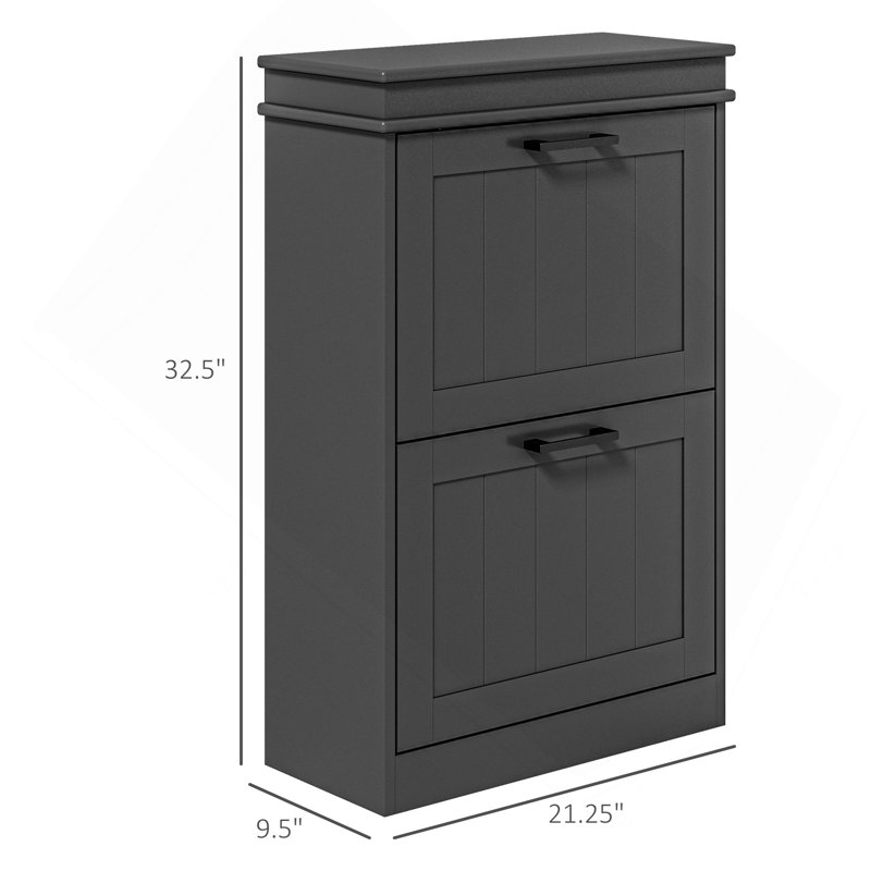 Shoe Cabinet For Entryway, Narrow Shoe Rack Storage Organizer With 2 Flip Drawers And Adjustable Shelves For 10 Pairs Of Shoes