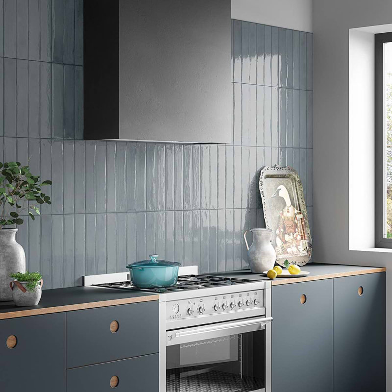 Paint 3x16 Glossy Porcelain Tile, Azur Blue