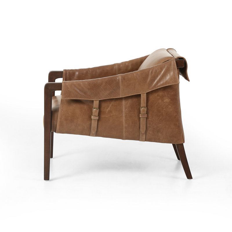 Karin 27" Wide Armchair, Brown, Dakota Warm Taupe Genuine Leather