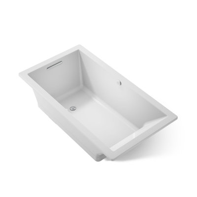 Underscore Rectangle 66-In X 36-In Heated Bubblemassage Air Bath With Bask, Reversible Drain