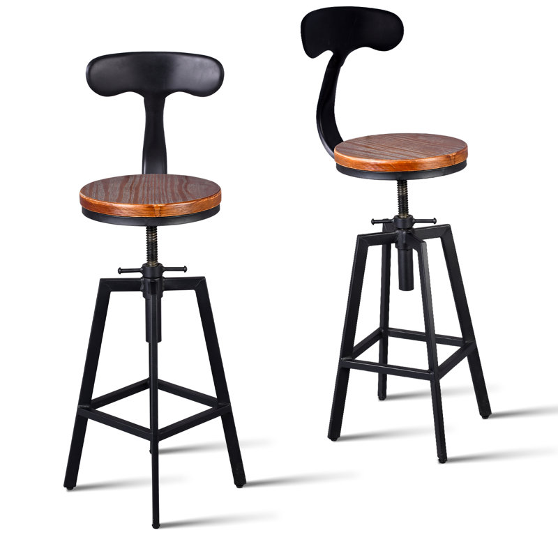 Tabouret pivotant en bois massif Heathfield, Brun