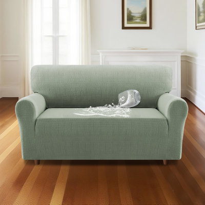 Housse de protection en jacquard pour canapé extensible imperméable et lavable à la machine 1 pièce avec protecteur de meubles à fond élastique pour enfants et animaux de compagnie (causeuse à 2 coussins)