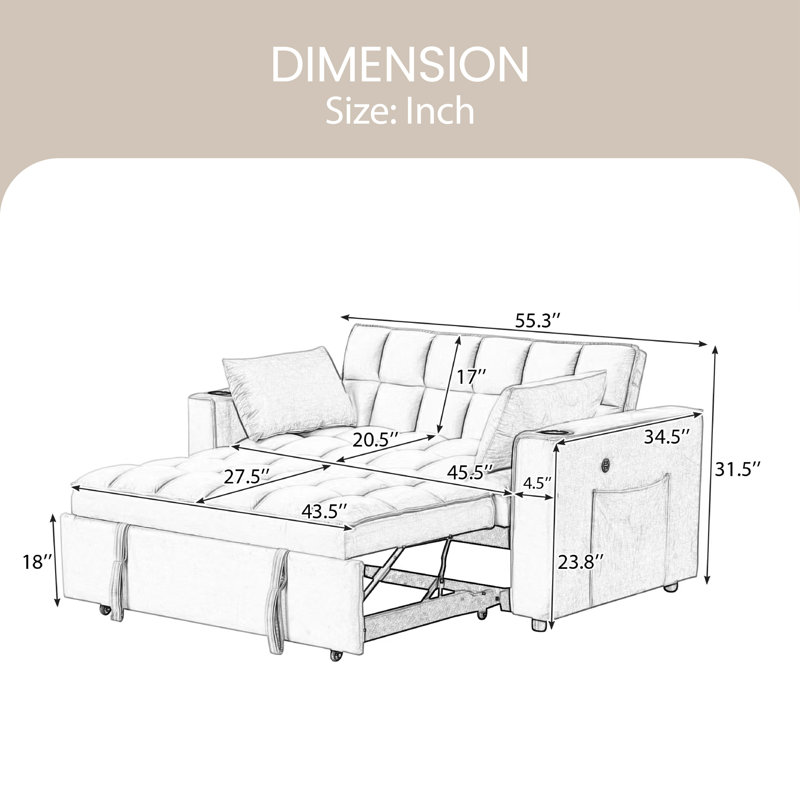Futon rembourré Bulut 55.3, Velours blanc laiteux