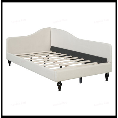 L-Shaped Linen Daybed with Solid Wood Legs, Perfect for Versatile and Stylish Seating or Sleeping by Latitude Run