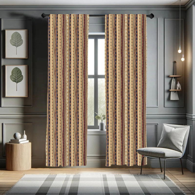 Tribal Striped Semi-Sheer Rod Pocket Sliding Panel, 28" x 95"