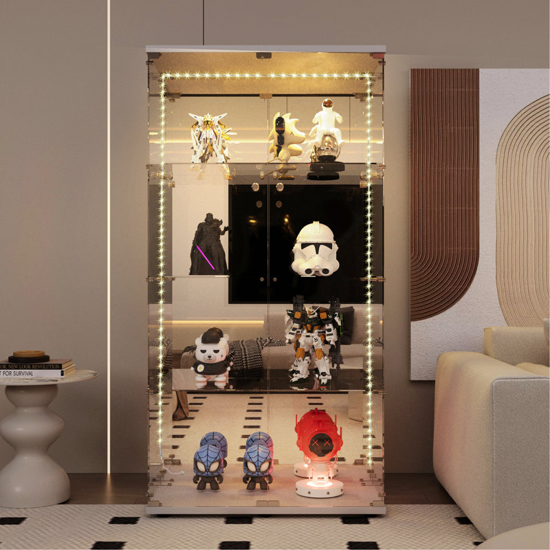 Display Cabinet, Storage Cabinet With Bluetooth LED Strip Light For Living Room, Bedroom