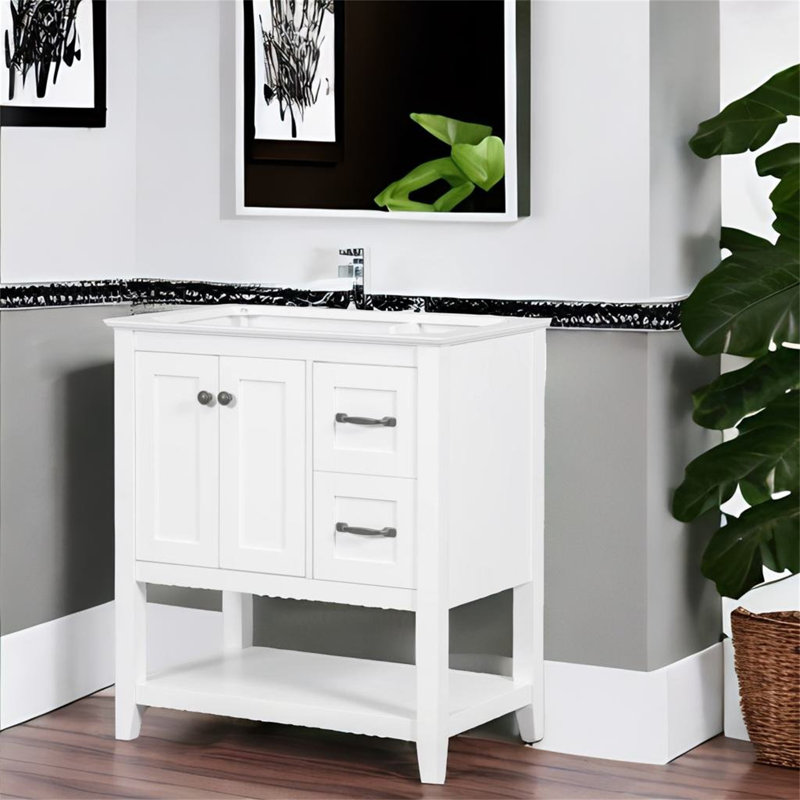 Base de meuble-lavabo simple 29,4 po seulement, Blanc
