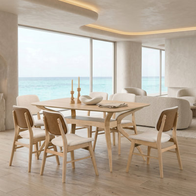 5-Piece Wood Dining Set with Upholstered Chairs
