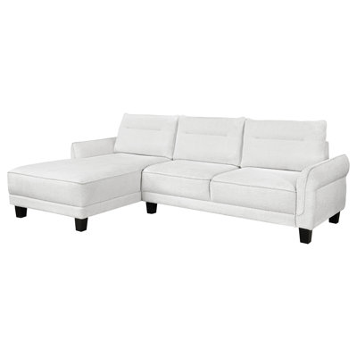 Granholm White Upholstered Curved Arm Sectional Sofa