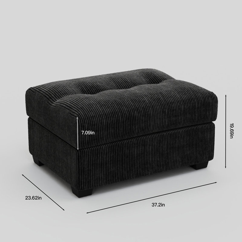 Bekey Sieber Corduroy Ottoman, Black