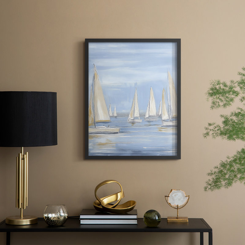 NAUTICAL Series II, reproduction encadrée - bois massif, H 15 po x l 12 po, Noir, noir, noir, noir