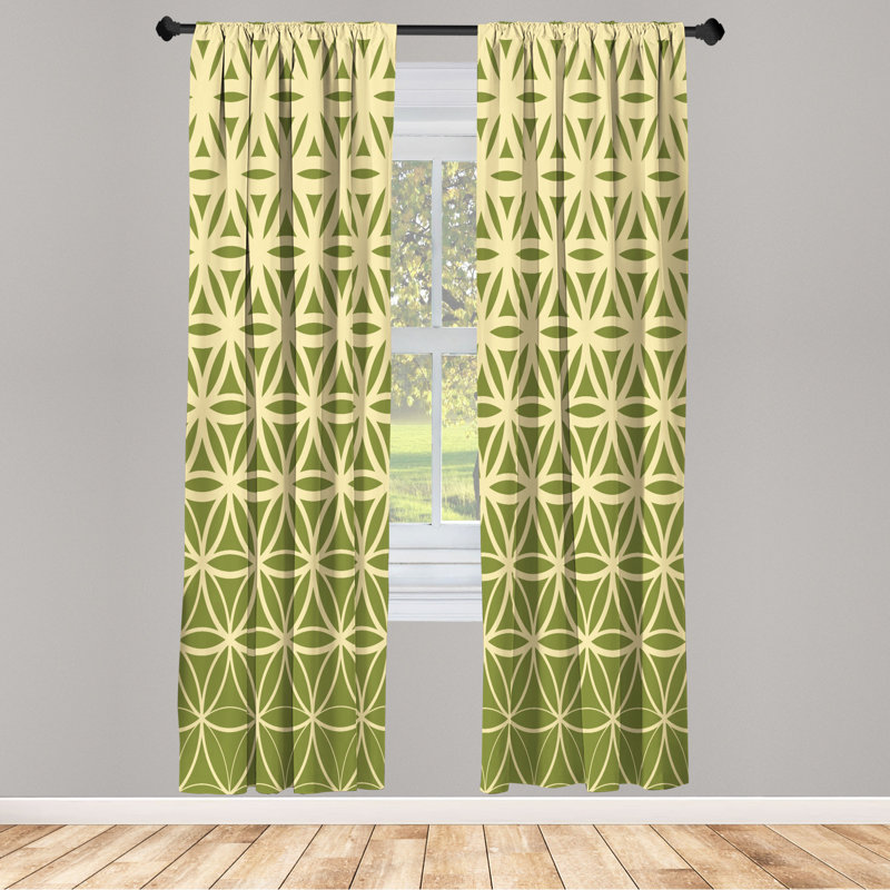 Microfiber Floral Semi-Sheer Rod Pocket Curtain Panels, 28" W x 95" L, Avocado