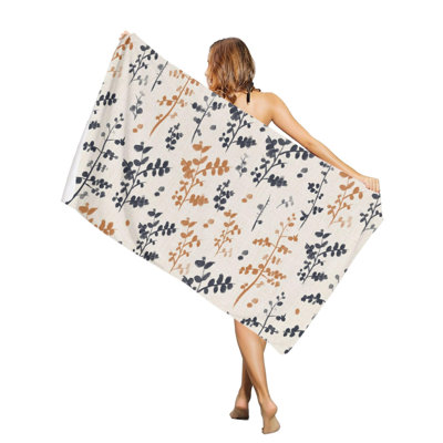 Serviettes de piscine surdimensionnées rétro à motif de feuilles d'orage, serviette de plage surdimensionnée, grande serviette de bain à séchage rapide, serviette de bain sans sable pour le voyage, 30 x 60 po, et un sac en toile avec la même serviette de plage imprimée sera offert en cadeau