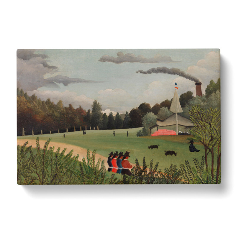 Landscape And Four Young Girls by Henri Rousseau - Wrapped Canvas Painting, 60cm H x 91cm W x 3cm D