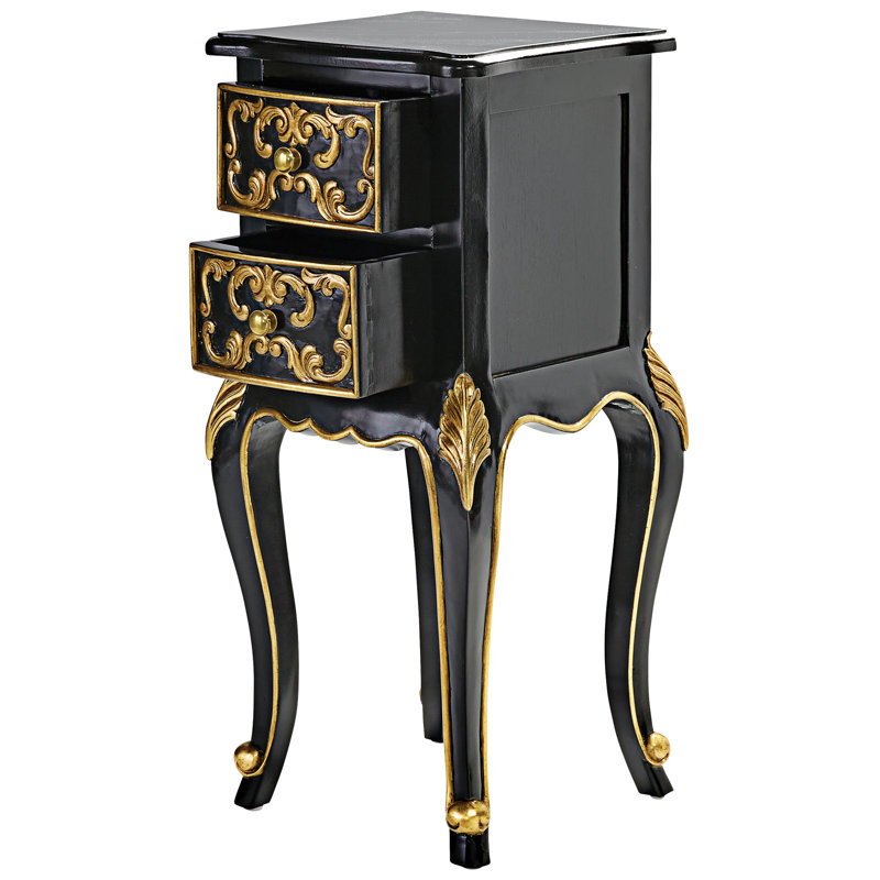 Table de bout à 2 tiroirs en bois massif rococo Baroque 32 po