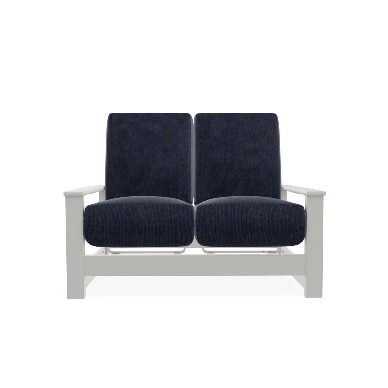 Causeuse à deux places avec siège en polymère Leeward, Spectre indigo Sunbrella®, Neige