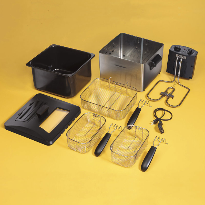 Professional-Style Stainless Steel Dual Basket 19-Cup Deep Fryer