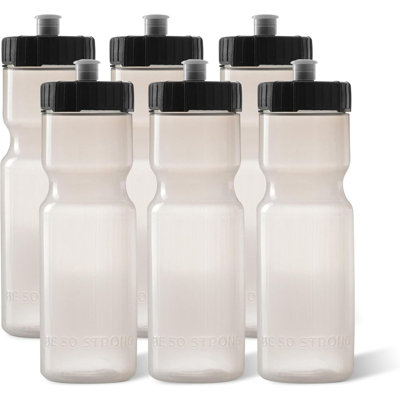 Sports Water Bottles Reusable  BPA Free Plastic Made In USA With Pull Top Cap Top Rack Dishwasher Safe Fits Most Bike Cages