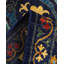Tapis bleu marine / or / orange en laine noué à la main de conception unique 8 pi 2 po x 15 pi 1 po Caissi Suzani