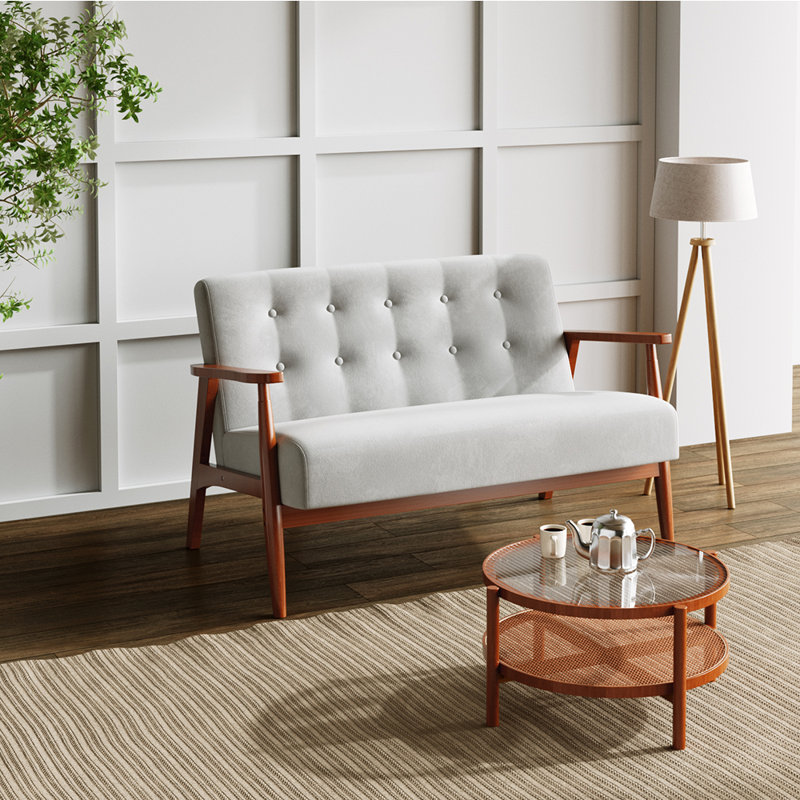 2 Seater Linen Loveseat, Burlywood