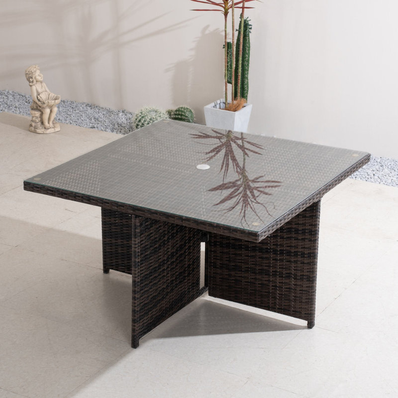 Gretel Rectangular Glass Outdoor Dining Table Yes , 49.2 " W 49.2 " D