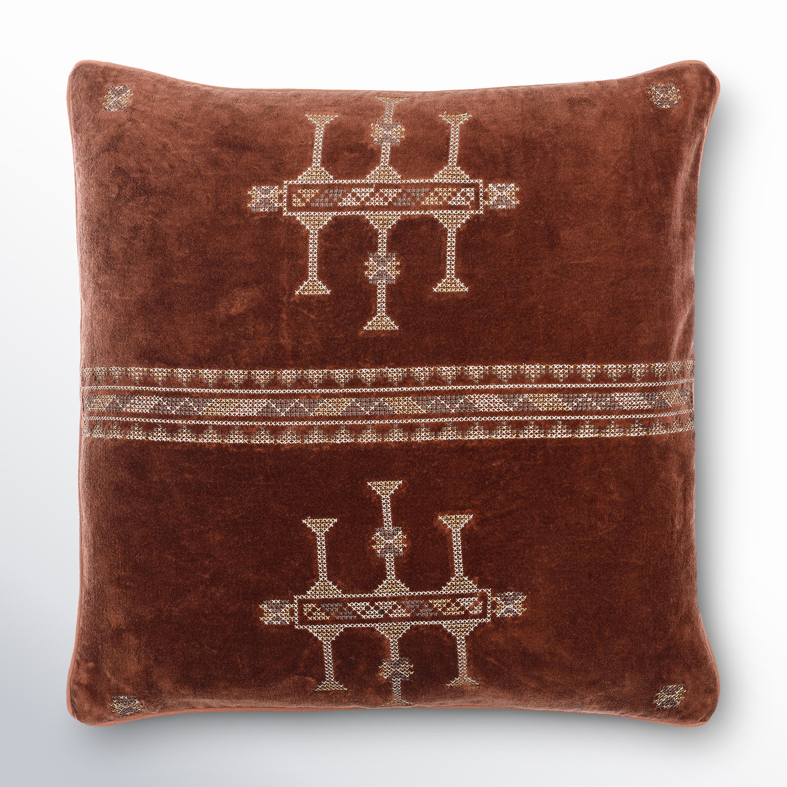 Veola Cotton Velvet Throw Pillow, 22" x 22", Pillow Cover Only - No Insert, Dark Plum