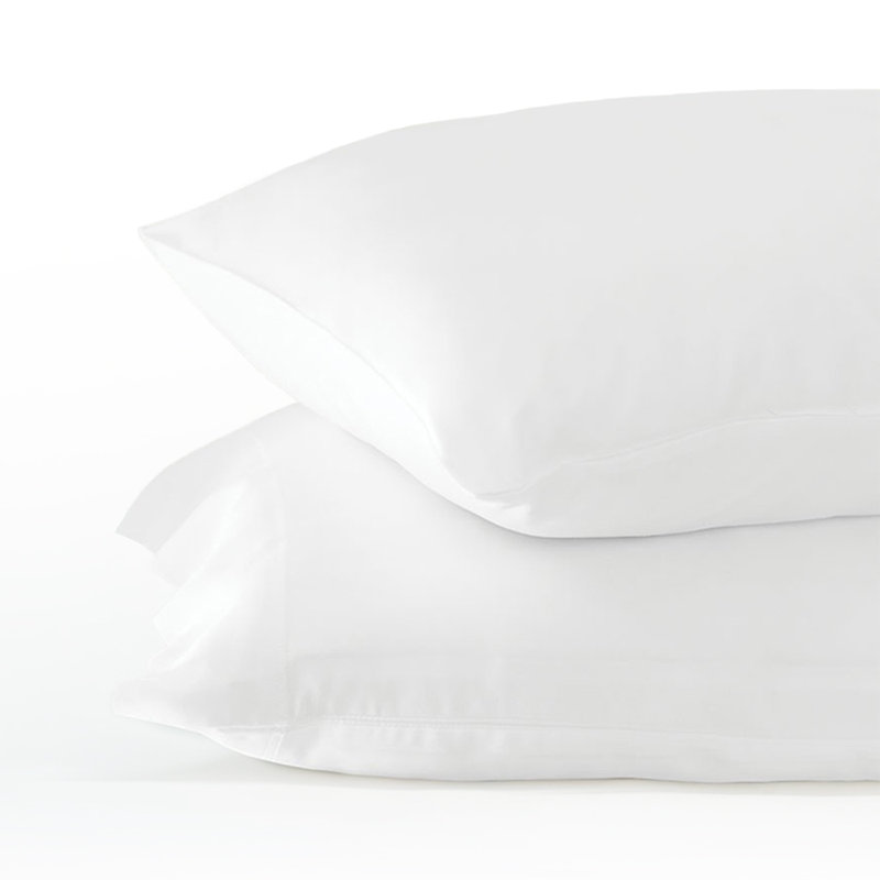 Rayon Sateen - Set of 2, Standard Pillow: 20" x 26", White