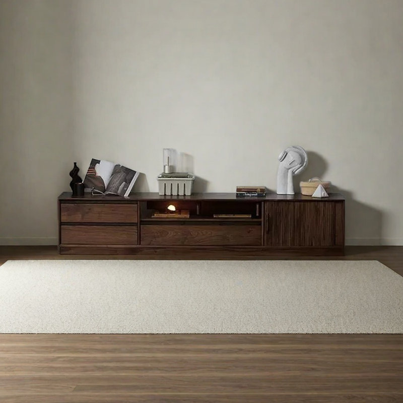 Meuble télé moderne en bois massif noyer, 70.86"
