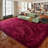 Shag Area Rugs for Living Room, 6x9 ft Soft Fluffy Rugs for Bedroom, Nursery, Kids Room Home Decor, Burgundy Red-1741309693