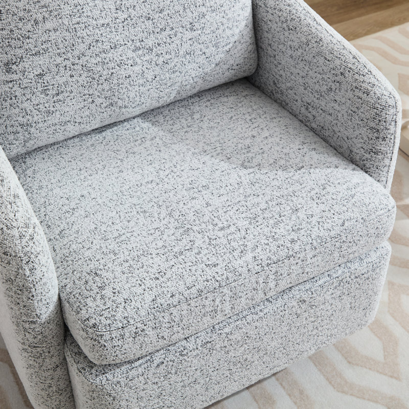 Upholstered Accent Swivel Armchair (Set of 2), White/Black Polyester