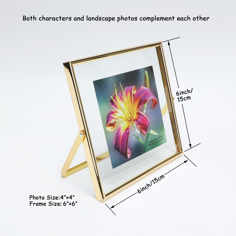Elegant Gold Metal Floater Frame Set - Minimalist Tabletop Display For Love And Family Photos