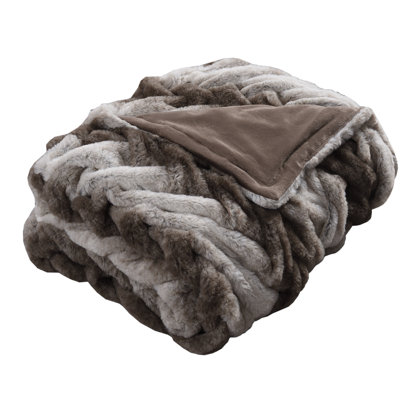 Modern Threads Faux Fur Reverse to Flannel Oversized Braided Throw